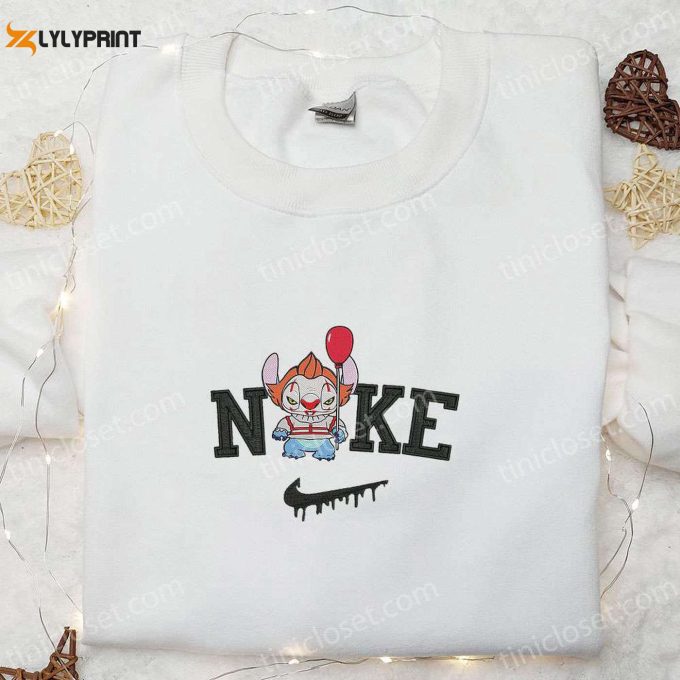 Nike X Chibi Pennywise Stitch Balloon Shirt Disney Halloween Hoodie – Best Gifts For Halloween Lovers