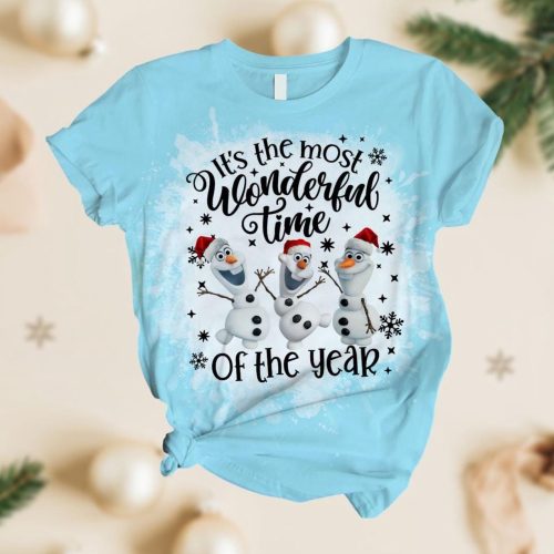 Disney Frozen Olaf Christmas Pj Set – Festive Tshirt Pants Santa Hat And Snowman Pajamas