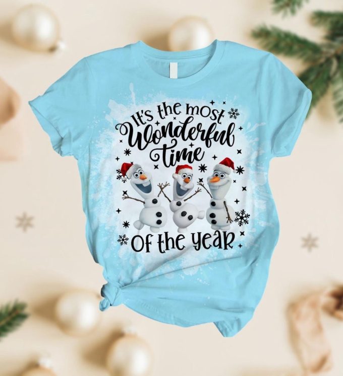 Disney Frozen Olaf Christmas Pj Set – Festive Tshirt Pants Santa Hat And Snowman Pajamas