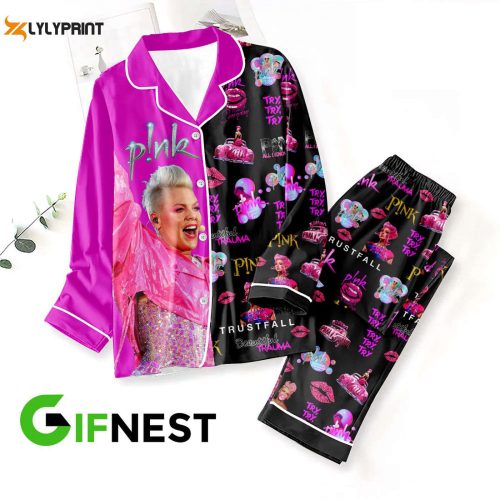 P!nk Button Down Pajamas Set – Perfect Christmas Gift for Women