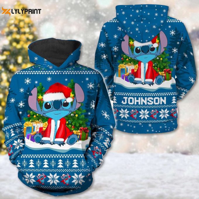 Get Festive With Personalized Lilo &Amp;Amp; Stitch Xmas Hoodie – Santa Stitch 3D Sweater Christmas Party Sweatshirt &Amp;Amp; Magic Kingdom Shirt