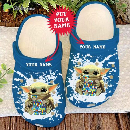 MLB Dodgers Baby Yoda Autism Awareness Crocs: Personalized Clog Shoes
