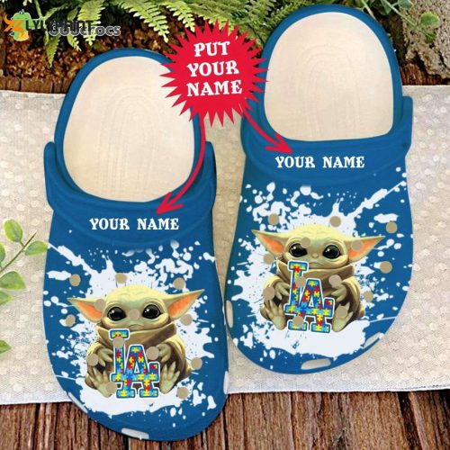 MLB Dodgers Baby Yoda Autism Awareness Crocs: Personalized Clog Shoes