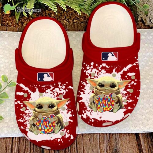 MLB Washington Nationals Baby Yoda Autism Awareness Crocs-Shoes: Personalized Clog Shoes