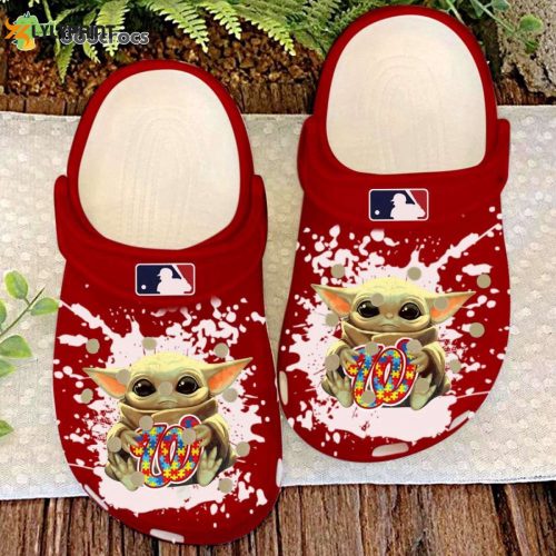 MLB Washington Nationals Baby Yoda Autism Awareness Crocs-Shoes: Personalized Clog Shoes