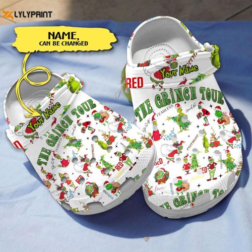 Get Festive with Personalized My Grinch Tour White Clogs – Perfect for Christmas!