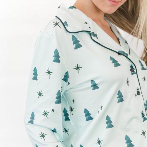 Custom Christmas Tree Pajama Set: Personalized Bow PJs for Women – Monogrammed Xmas PJ s