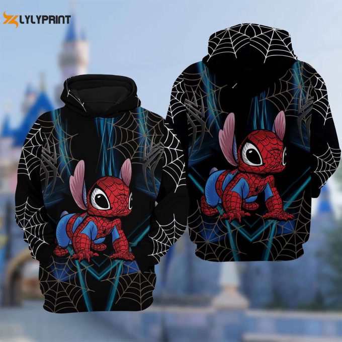 Spiderman Stitch &Amp;Amp; Lilo Mash Up Hoodie 3D Adult T-Shirt All Over Print Shirt