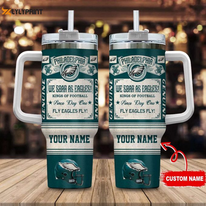 Vintage Philadelphia Eagles Nfl Custom Name 40Oz Stanley Tumbler – Perfect Gift For Football Fans!