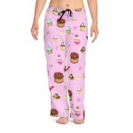 Delightful Pink Cupcake Pajama Pants for Women – Perfect Valentines & Mothers Day Gift Christmas Food Art Print Custom