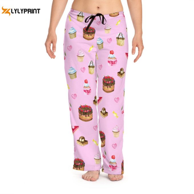 Delightful Pink Cupcake Pajama Pants For Women – Perfect Valentines &Amp;Amp; Mothers Day Gift Christmas Food Art Print Custom