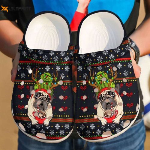 Pug Dog Christmas Ugly Pattern Crocs-Shoes: Festive Clog Shoes for Men & Women