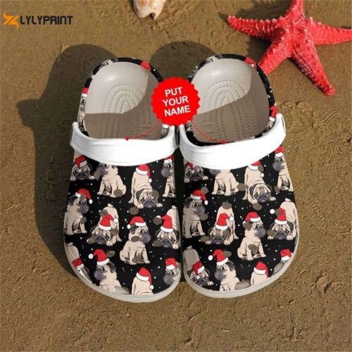 Pug Merry Christmas CustomCrocs: Festive DogCrocs-Shoes for the Holidays