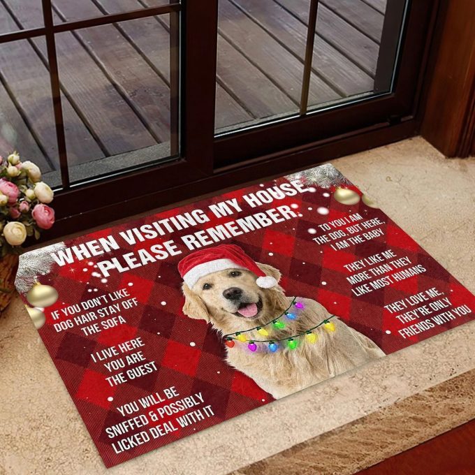 Golden Retriever Dog S House Rules Doormat: Festive Multipurpose &Amp; Stylish Home Decor