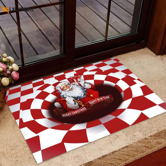 Santa Claus Christmas Decorative Doormat – Xmas Welcome Mat For Indoor Outdoor – Festive Holiday Door Mat