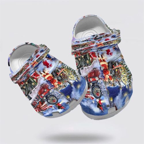 Santa Claus Train Merry Christmas Polar Express Crocs Clog Shoes