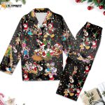 Santa Mickey Mouse Pajamas Set – Festive Christmas Light Shirt with Minnie Goofy Donald – Perfect Xmas Party Gift