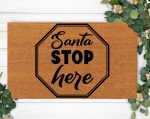 Custom Santa Stop Here Doormat – Cute Housewarming Gift & Funny Christmas Decoration