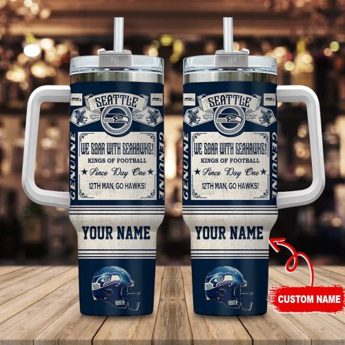 Seattle Seahawks Vintage King of Football Custom Name 40oz Tumbler – Perfect Gift for Fans!