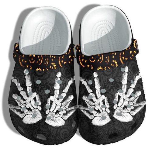 Spooktacular Skeleton Hi FiveCrocs: Classic Clog Shoes for Halloween & Christmas – Perfect Father s & Grandpa s Gift!