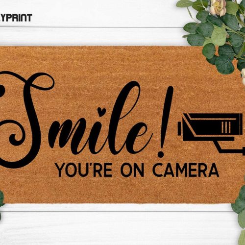 Home Doormat – Smile You Are On Camera! Perfect Housewarming Gift & Custom Christmas Decoration Ideal Present for Mom