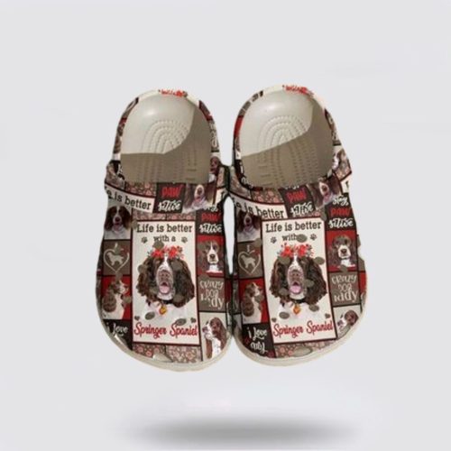Springer Spaniel Dog Life Is Better 3D Print Clogs – Perfect Crocs Shoes for Pet Lovers & Merry Christmas