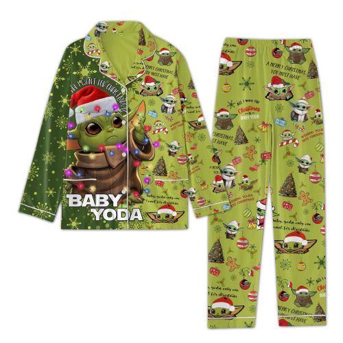 Shop the Festive Star Wars Mandalorian Grogu Christmas Button Down Pajamas in LA