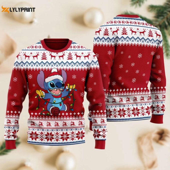 Stitch Christmas Ugly Sweater: Lilo And Stitch Xmas Sweatshirt Disney Cartoon Shirt For Women – Magic Kingdom S