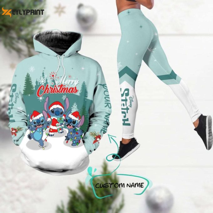 Stitch Christmas Hoodie Legging &Amp;Amp; Unisex Merry Stitchmas Hoodie Disney Santa Hat Yoga Pants &Amp;Amp; Magic Kingdom Xmas Leggings For Women