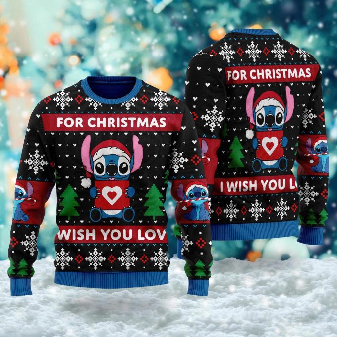 Stitch Christmas Love Alien Blue Dog Ugly Sweater – Festive Xmas Gift For Men Women &Amp; Kids