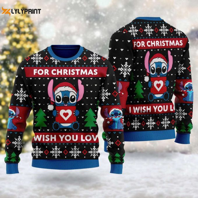 Stitch Christmas Love Alien Blue Dog Ugly Sweater – Festive Xmas Gift For Men Women Kids