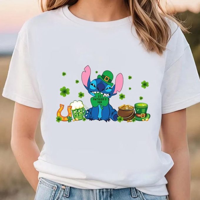 Get Lucky With Stitch Green St Patrick’s Day T Shirt – Celebrate The Irish Spirit!