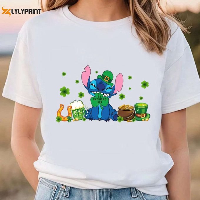 Get Lucky With Stitch Green St Patrick’s Day T Shirt – Celebrate The Irish Spirit!