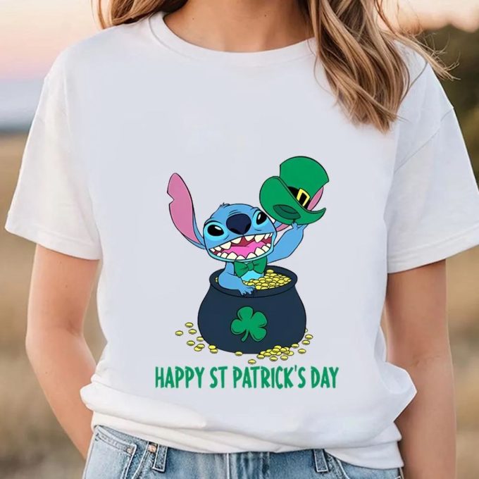 Get Lucky With Our Stitch Happy St Patrick’s Day T Shirt – Limited Edition