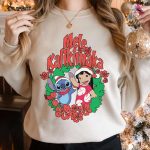 Stitch Lilo Mele Kalikimala Christmas Sweatshirt – Disneyland Stitch Shirt for the Whole Family