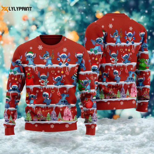 Stitch Ugly Christmas Sweater & Santa Hat – Fun Xmas Gift for Men Women & Kids