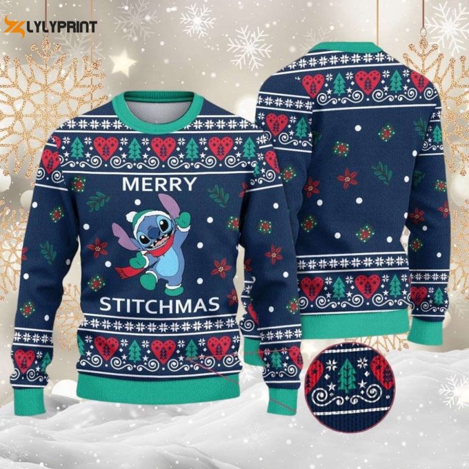 Disney Stitch Xmas 2024 Sweater – Stitch Ugly Christmas Ohana Sweatshirt Magic Kingdom Shirt