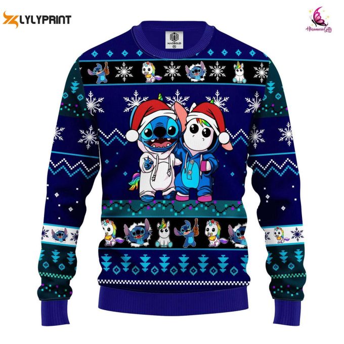 Merry Christmas Stitch Unicorn Ugly Sweater – Perfect Stitch Fans Gift!