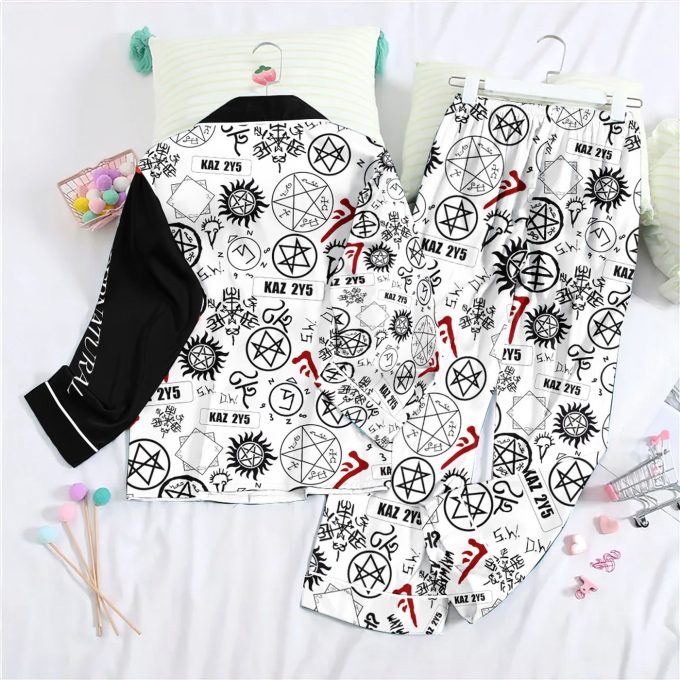 Stylish Supernatural Button Down Pajamas Set – Perfect Gift For Women This Christmas