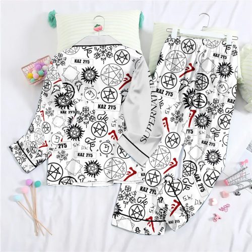 Get Cozy with our Supernatural Button Down Pajamas Set – Perfect Christmas Gift for Women