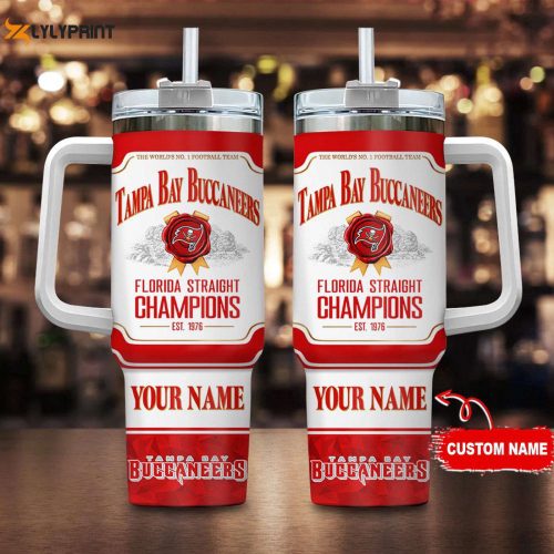 Tampa Bay Buccaneers Personalized NFL Jim Beam 40oz Stanley Tumbler – Ultimate Gift for Fans