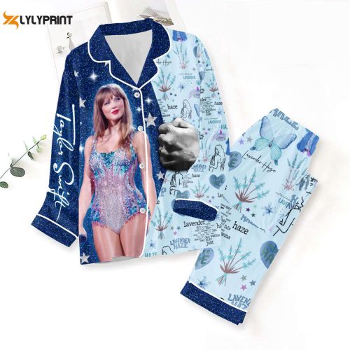 Stylish Taylor Swift Button Down Pajamas Set – ANHNV 3293: Comfortable Sleepwear for Swifties