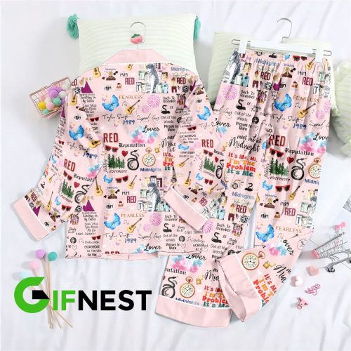 Taylor Swift Button Down Pajamas Set: Perfect Gift for Fans!