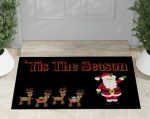 Christmas Doormat: Tis The Season Door Mat Perfect Homewarming Gift with Santa Claus & Reindeer