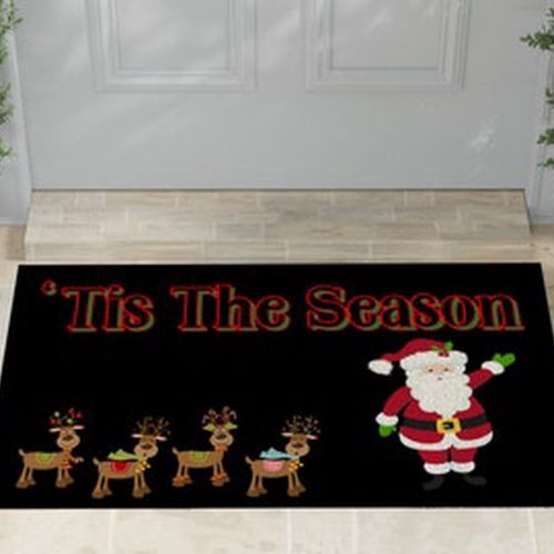 Christmas Doormat: Tis The Season Door Mat Perfect Homewarming Gift with Santa Claus & Reindeer