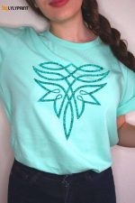 Stylish Turquoise Boot Stitch Graphic T-Shirt: Trendy Design for Fashion Enthusiasts