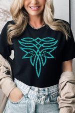 Stylish Turquoise Boot Stitch Graphic T-Shirt: Trendy Design for Fashion Enthusiasts