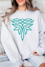 Stylish Turquoise Boot Stitch Sweatshirt: Trendy & Comfy Apparel for Fashionable Individuals