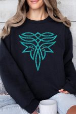 Stylish Turquoise Boot Stitch Sweatshirt: Trendy & Comfy Apparel for Fashionable Individuals