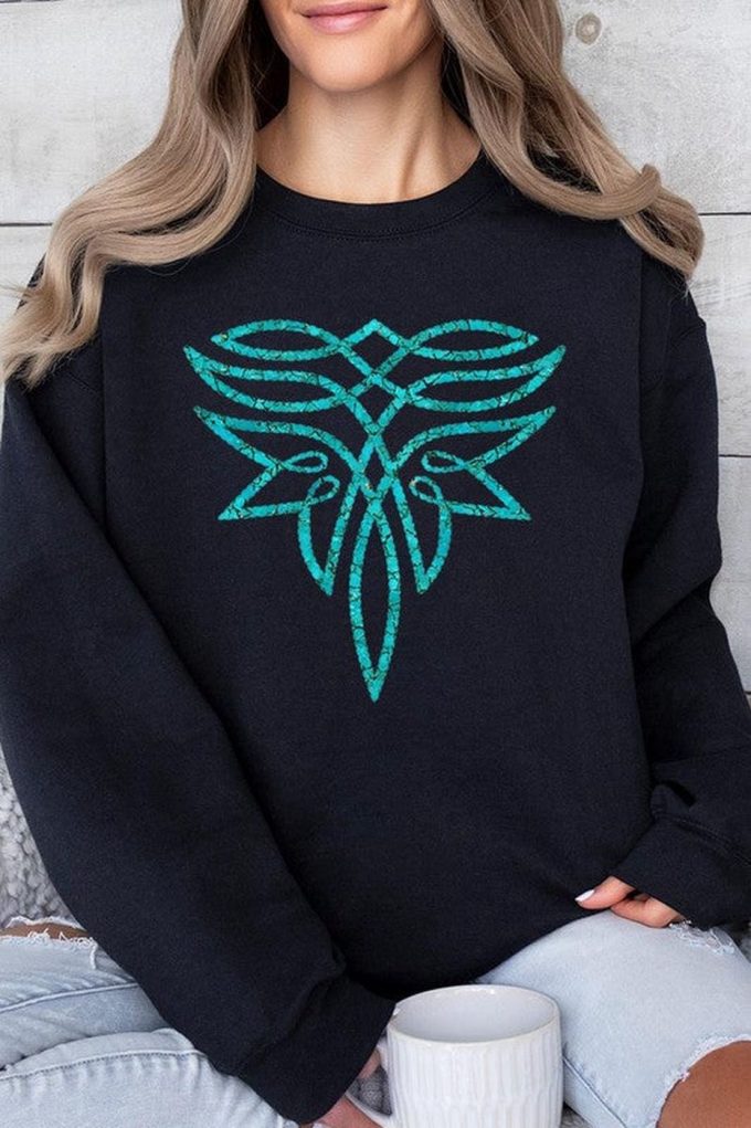 Stylish Turquoise Boot Stitch Sweatshirt: Trendy &Amp; Comfy Apparel For Fashionable Individuals